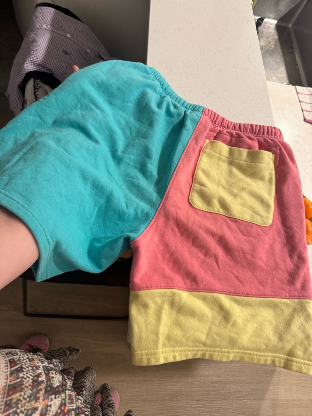 Champion Colorblock Cotton Shorts - Turquoise, Pink & Yellow